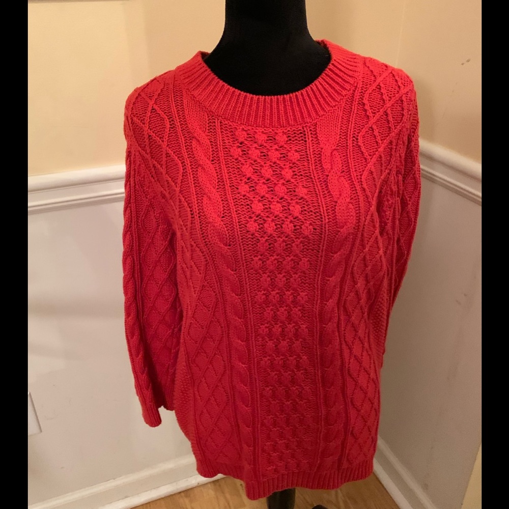 Talbots red cable sweater
